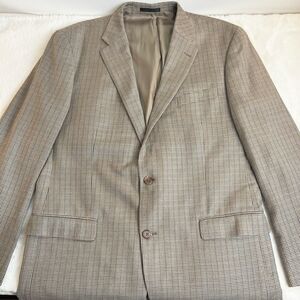 Lauren Ralph Lauren Blazer Silk Wool Tan Brown Black Houndstooth Men’s 44L